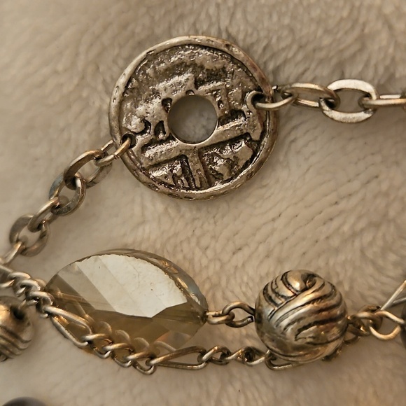 PREMIER DESIGNS Elegant Multi-Chain Layered Purple Beaded Coin Necklace - Picture 4 of 10